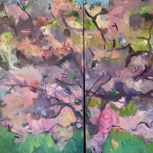 ABSTRACT CHERRY BLOSSOMS 2023 | diptych 120x190cm | oil on canvas -framed