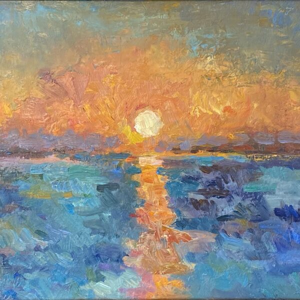 LAC LEMAN SUNSET 2022 | 40x50cm | oil on canvas -framed