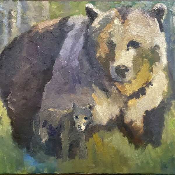 MOTHER BEAR with CUB 2022 | 60x80cm | oil on canvas -framed