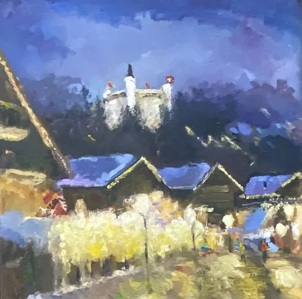 GSTAAD PROMENADE 2022 | 70x70cm | oil on board | framed